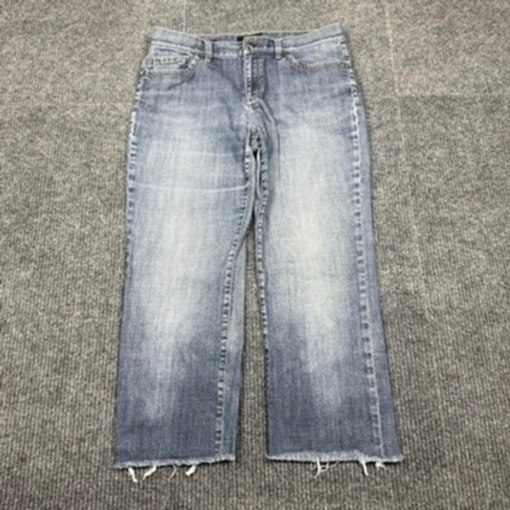 Talbots Straight Leg Jeans Womens Size 10Long Medium Wash Raw Hem Mid Rise Denim
